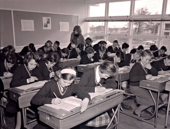 Students at work at Westall High School 1963. Courtesy Leader Collection.